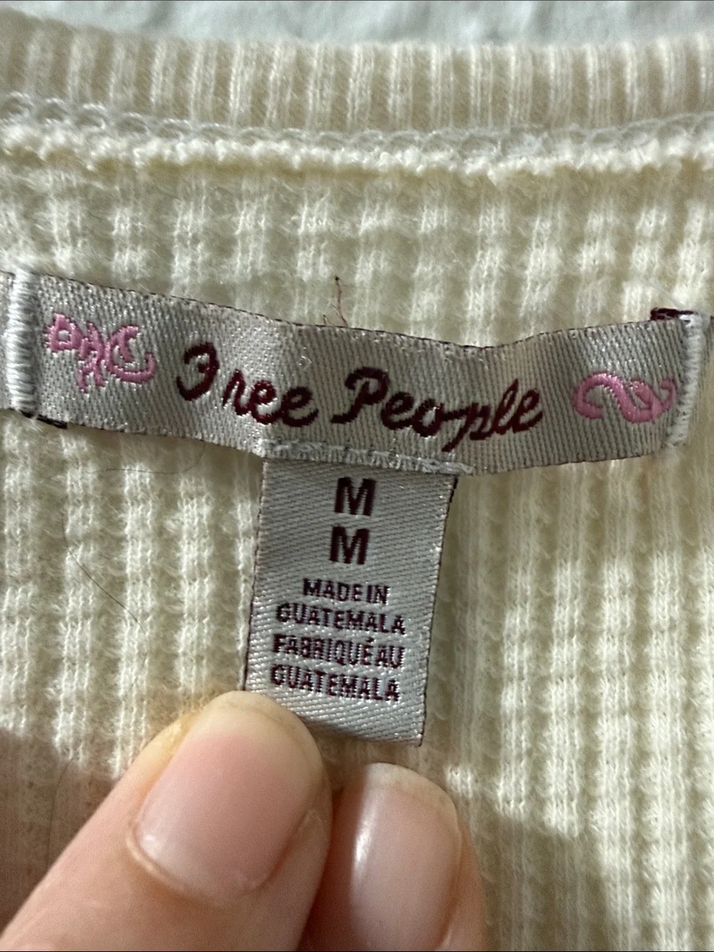 FREE PEOPLE Cream Waffle-Knit Santa Clara Thermal Size Medium